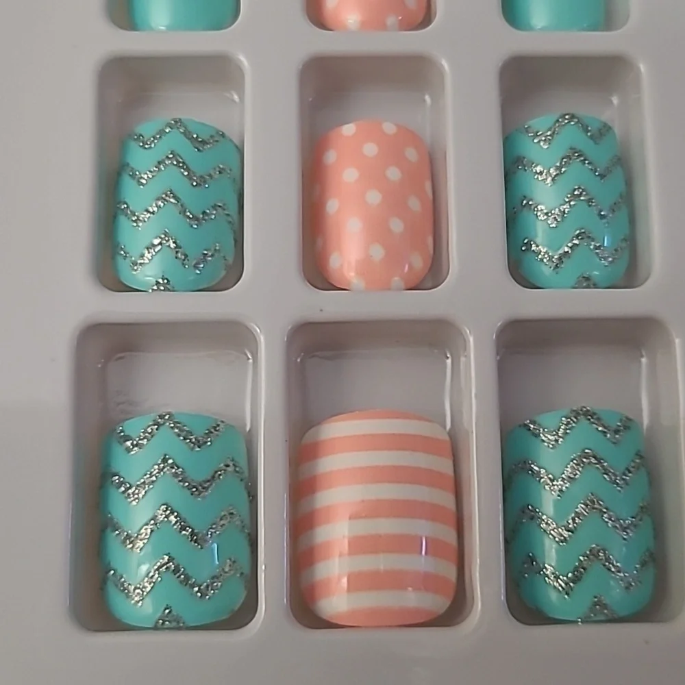 2/$16 Hearts Polka-dots Stripes Press On Nails